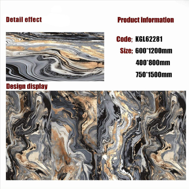 Gold Line Glossy Floor Tiles
