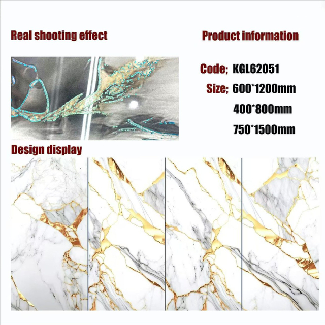 Gold Line Glossy Floor Tiles